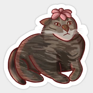 Flower Cower Cat Sticker